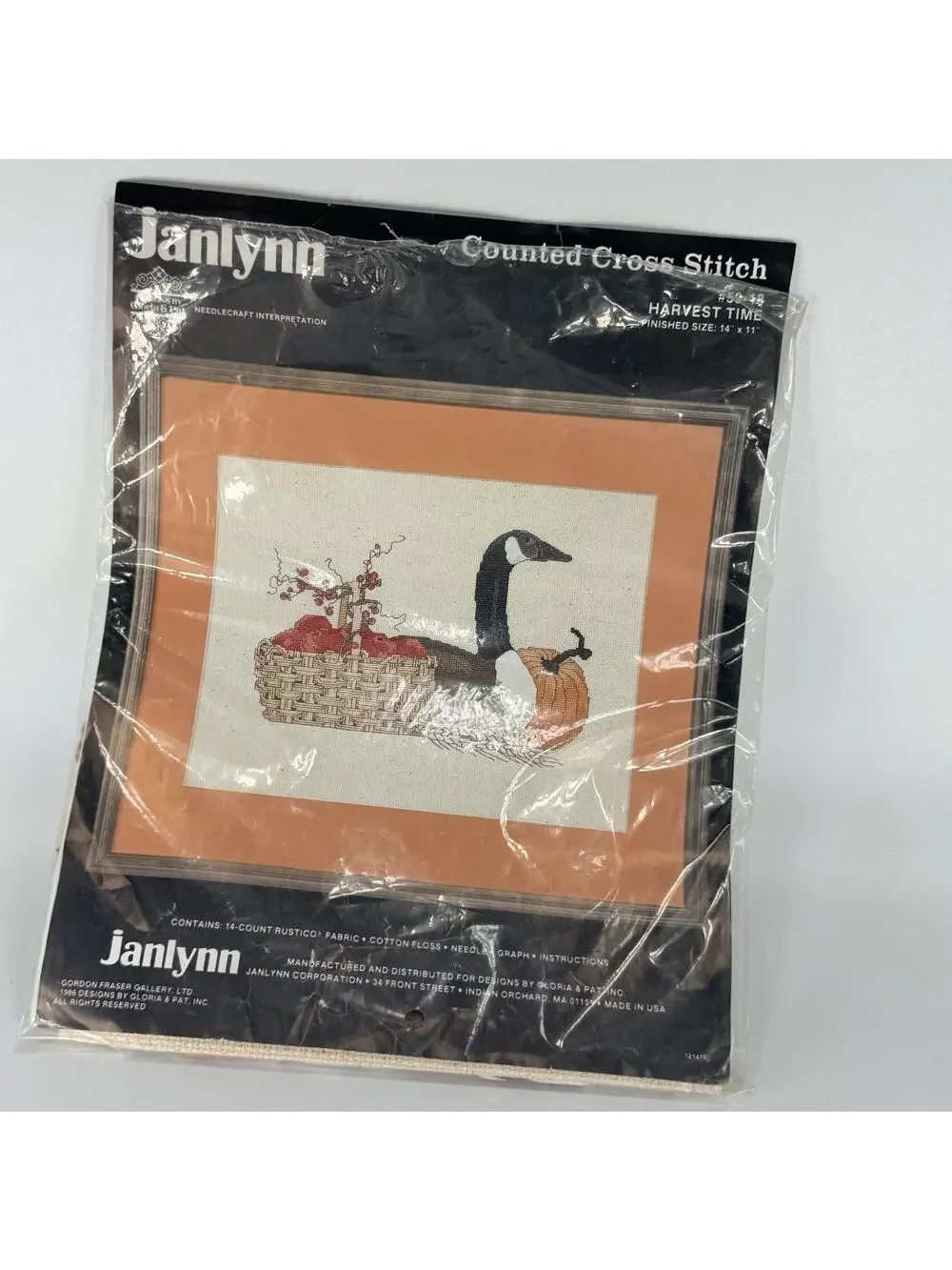 Vintage Janlynn Counted Cross Stitch Kit Harvest Time Goose 59-18 USA 1986 Fall